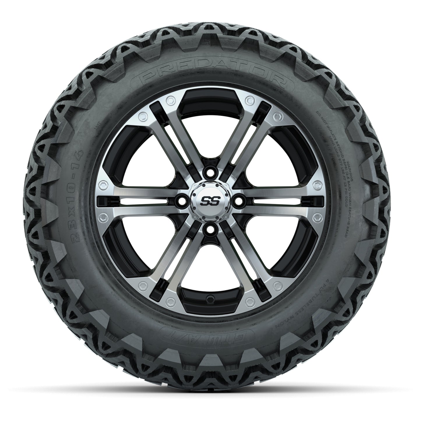 GTW Specter Black and Machined Wheels with 23in Predator A-T Tires - 14 Inch