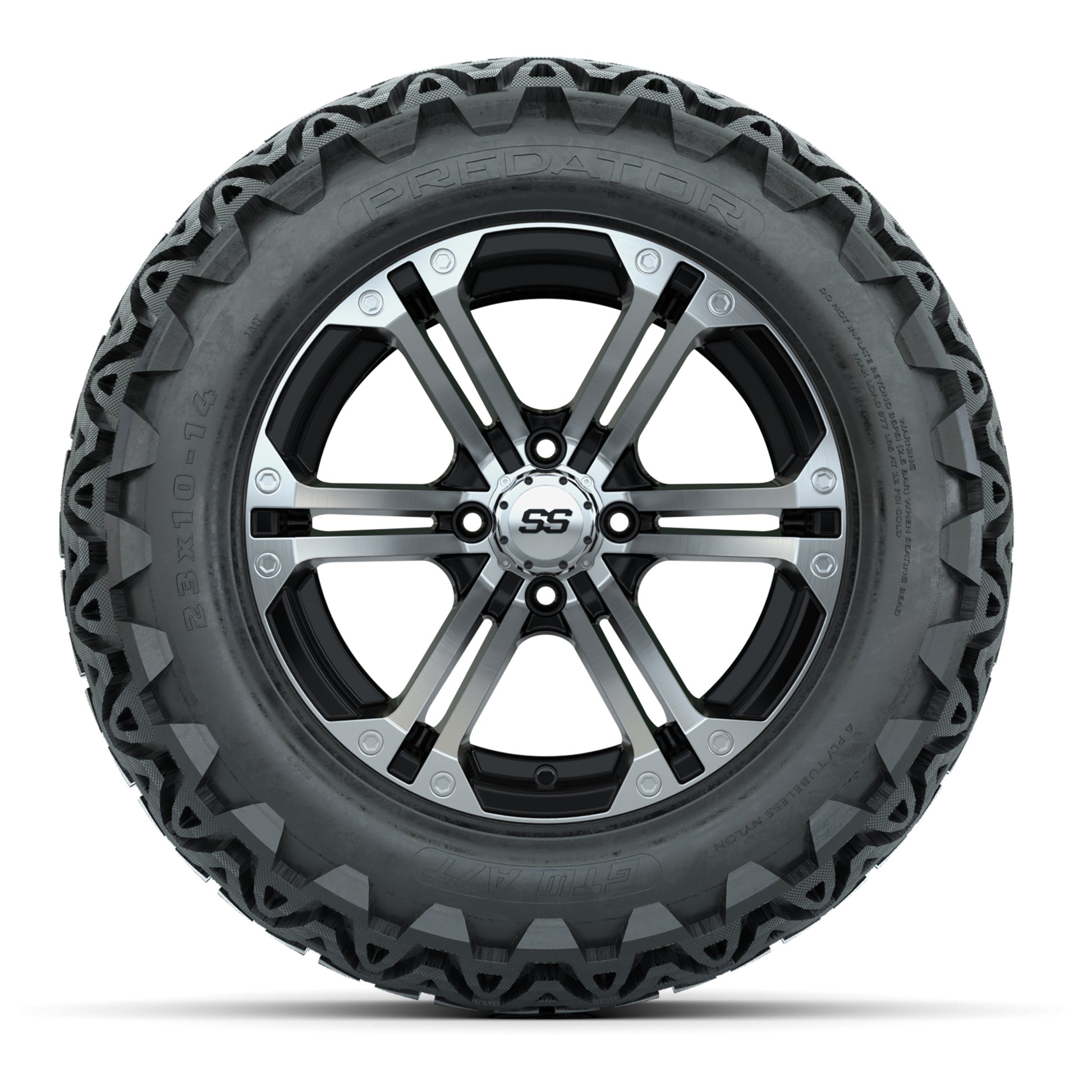 GTW Specter Black and Machined Wheels with 23in Predator A-T Tires - 14 Inch