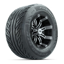 GTW® Tempest Black/Machined 12 in Wheels with 255/55-R12 Fusion GTR Steel Belt Radial Street Tires - Full Set