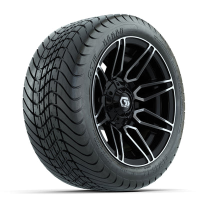 GTW® Stealth Black/Machined 12 in Wheels with 215/35-12 Mamba Street Tires – Full Set