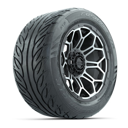 GTW® Bravo Matte Gray/Machined 14 in Wheels with 255/45-R14 Fusion GTR Steel Belt Radial Street Tires – Full Set