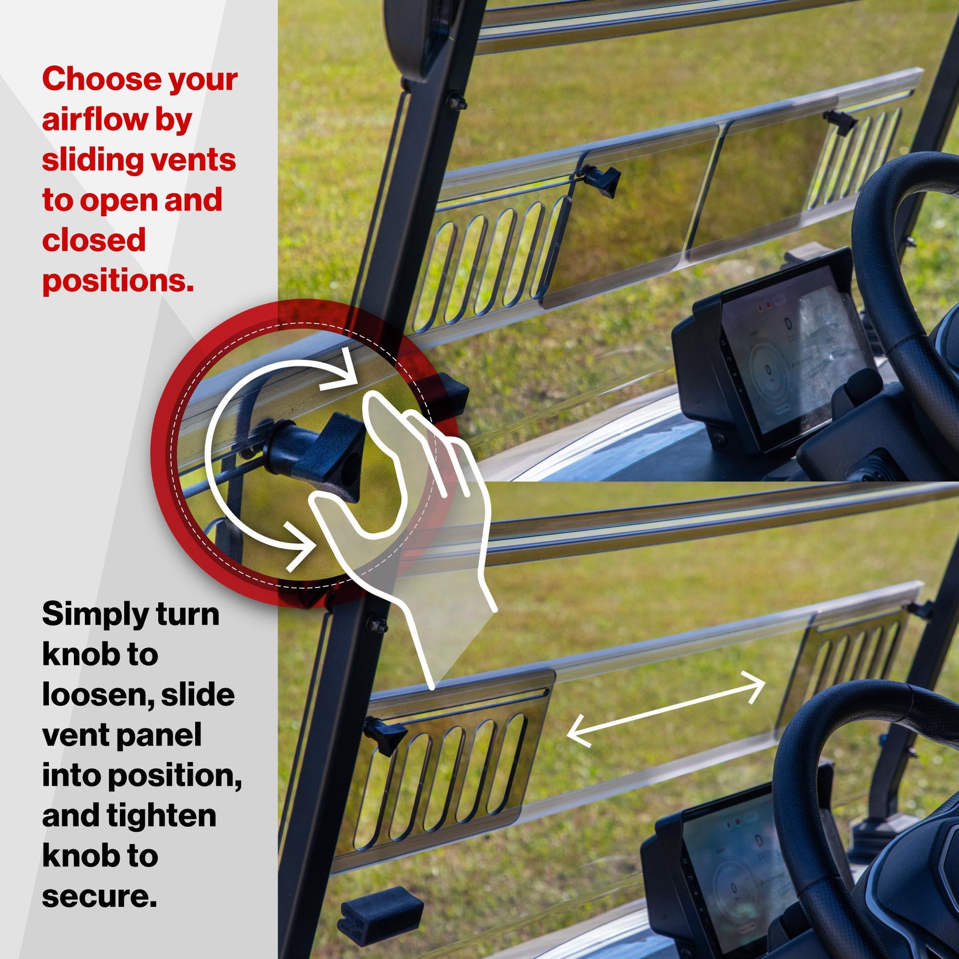 RedDot Denago Rover XL Clear Vented Folding Windshield