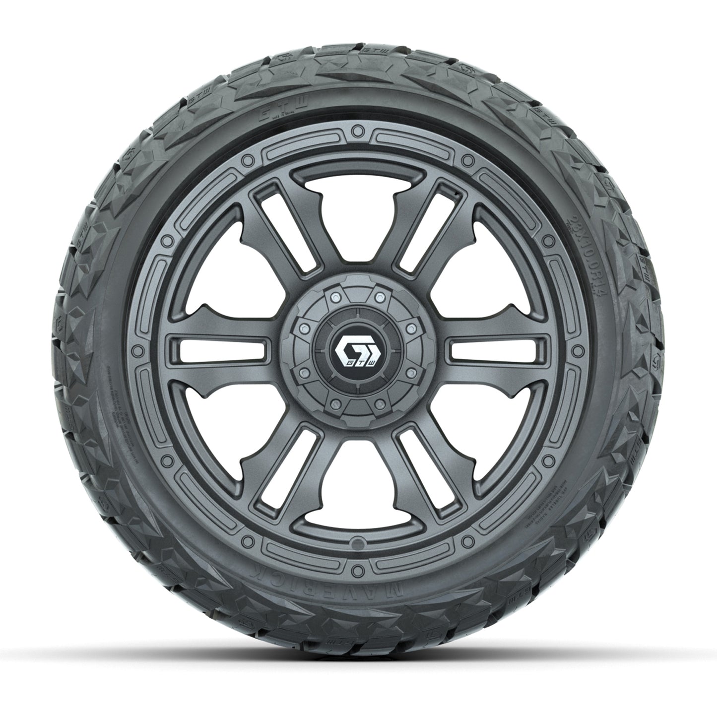 GTW Shogun Gloss Gunmetal 14 in Wheels with 23x10.00-R14 Maverick All-Terrain Tires – Full Set