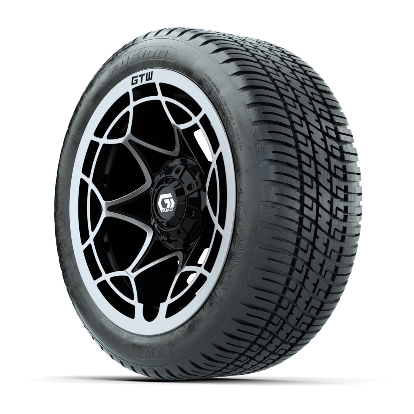 GTW® Nexus Gloss Black/Silver 14 in Wheels with 205/30-14 Fusion Street Tires – Full Set