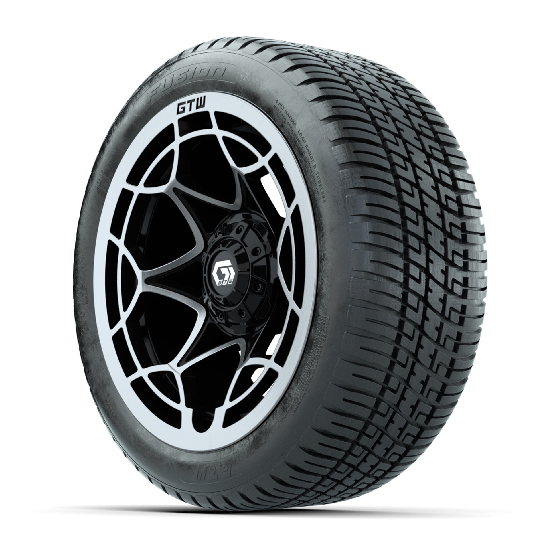 GTW® Nexus Gloss Black/Silver 14 in Wheels with 205/30-14 Fusion Street Tires – Full Set