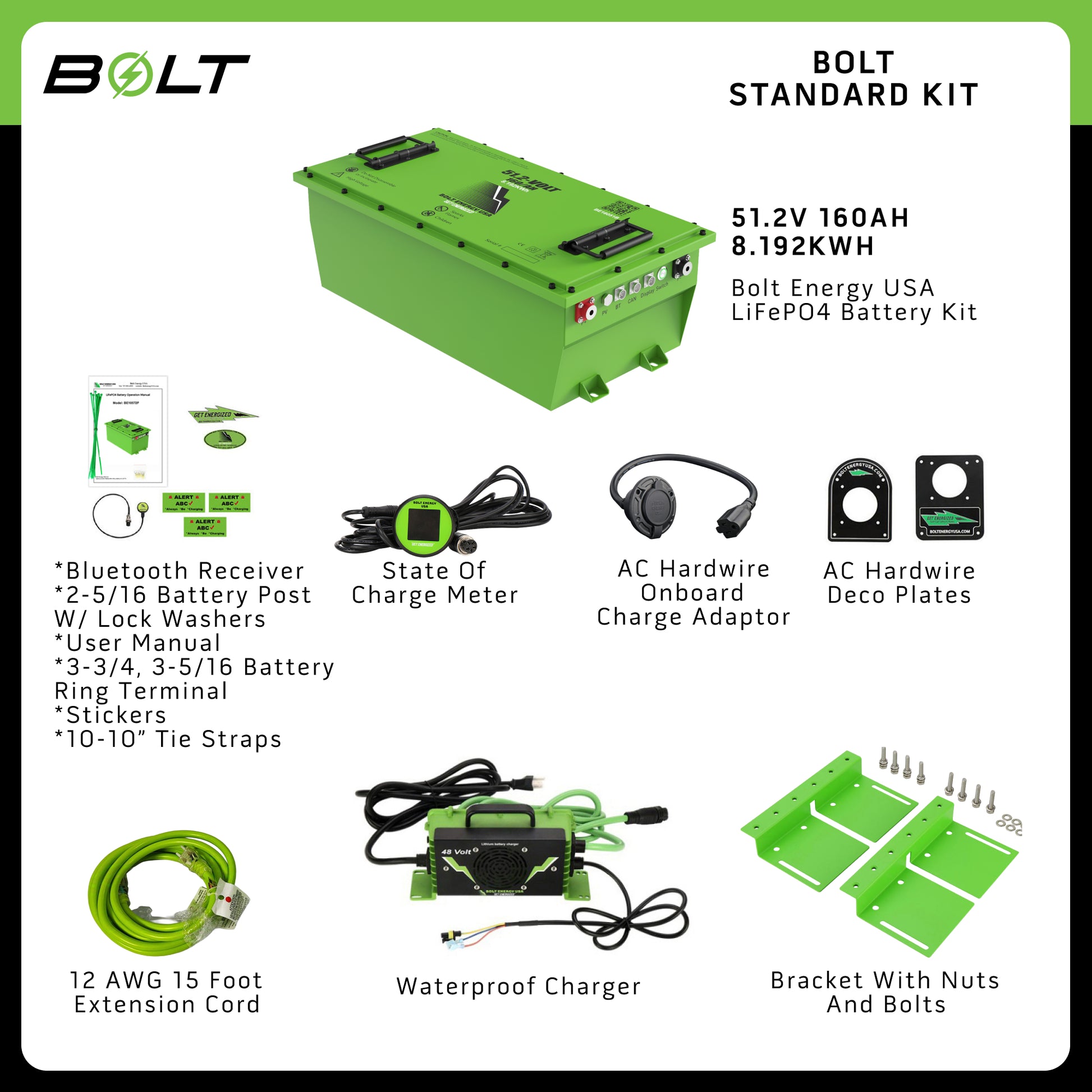 Bolt Energy 51V 160AH Heated Standard Accessory Battery Kit
