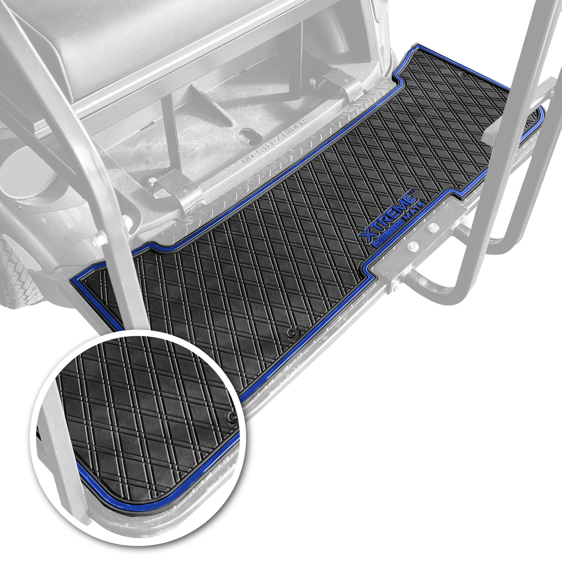 Xtreme Rear Floor Mat for EZGO RXV & TXT Rear Seats - Black/Blue
