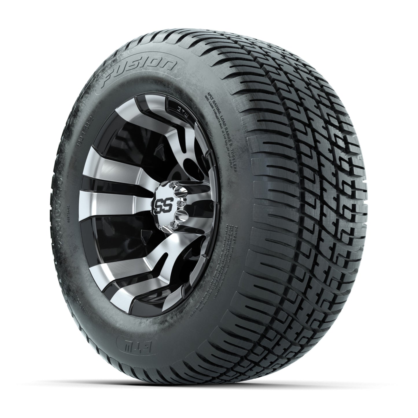 GTW Vampire Black and Machined 10 in Wheels with 18in Fusion Street Tires – Set of 4