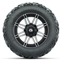 GTW Stealth Black/Machined 14 in Wheels with 25x10-14 Barrage Mud Tires – Full Set