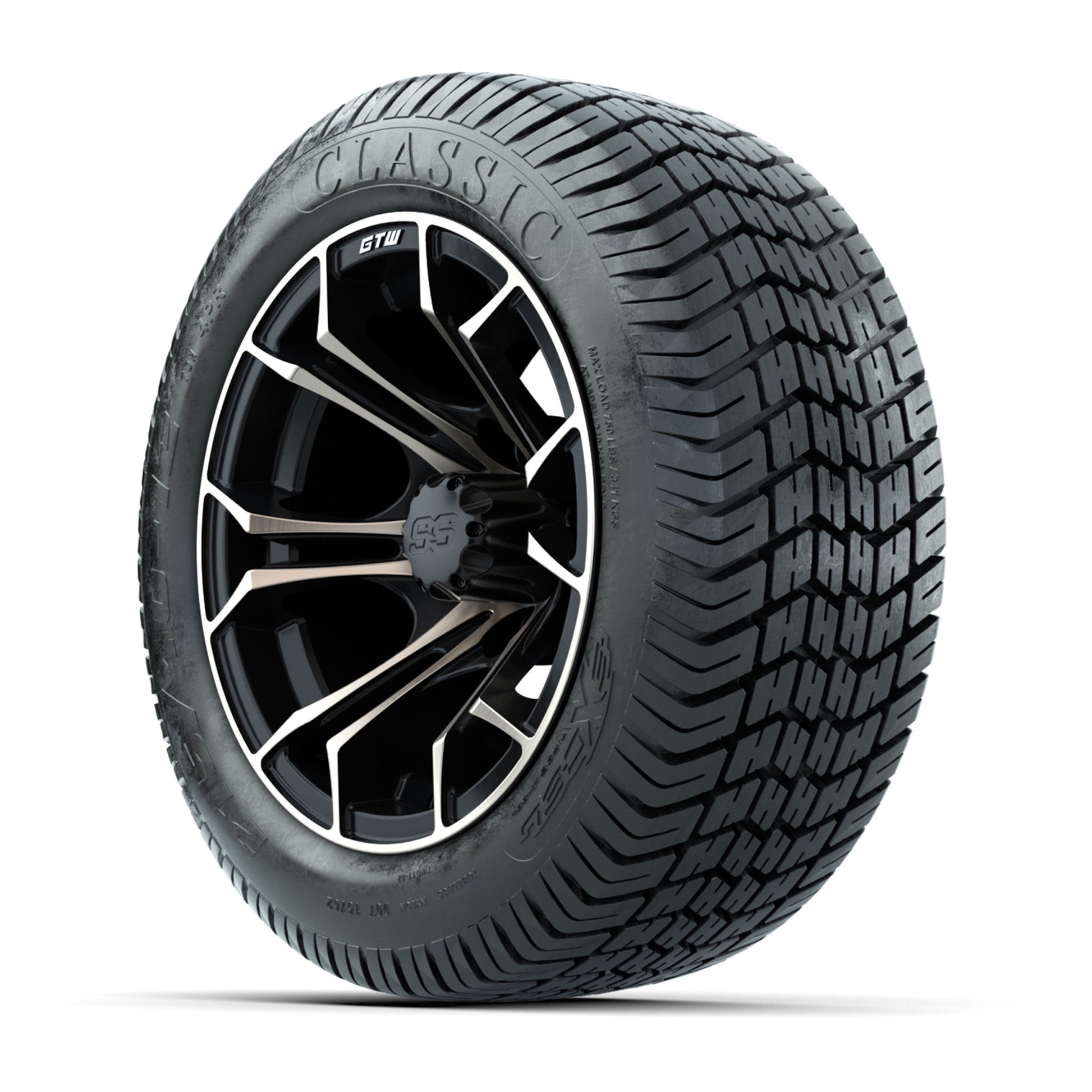 GTW® Spyder Matte Black/Bronze 12 in Wheels with 215/40-12 Excel Classic Street Tires – Full Set