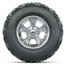 GTW® Godfather Chrome 12 in Wheels with 25X10-12 Barrage Mud Tires – Full Set