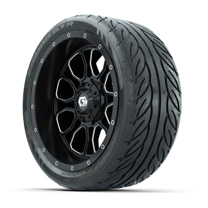 Set of (4) 14 in GTW® Volt Machined & Black Wheels with 205/40-R14 Fusion GTR Street Tires