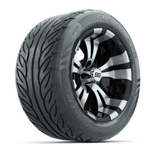 GTW® Vampire Black/Machined 14 in Wheels with 255/45-R14 Fusion GTR Steel Belt Radial Street Tires – Full Set