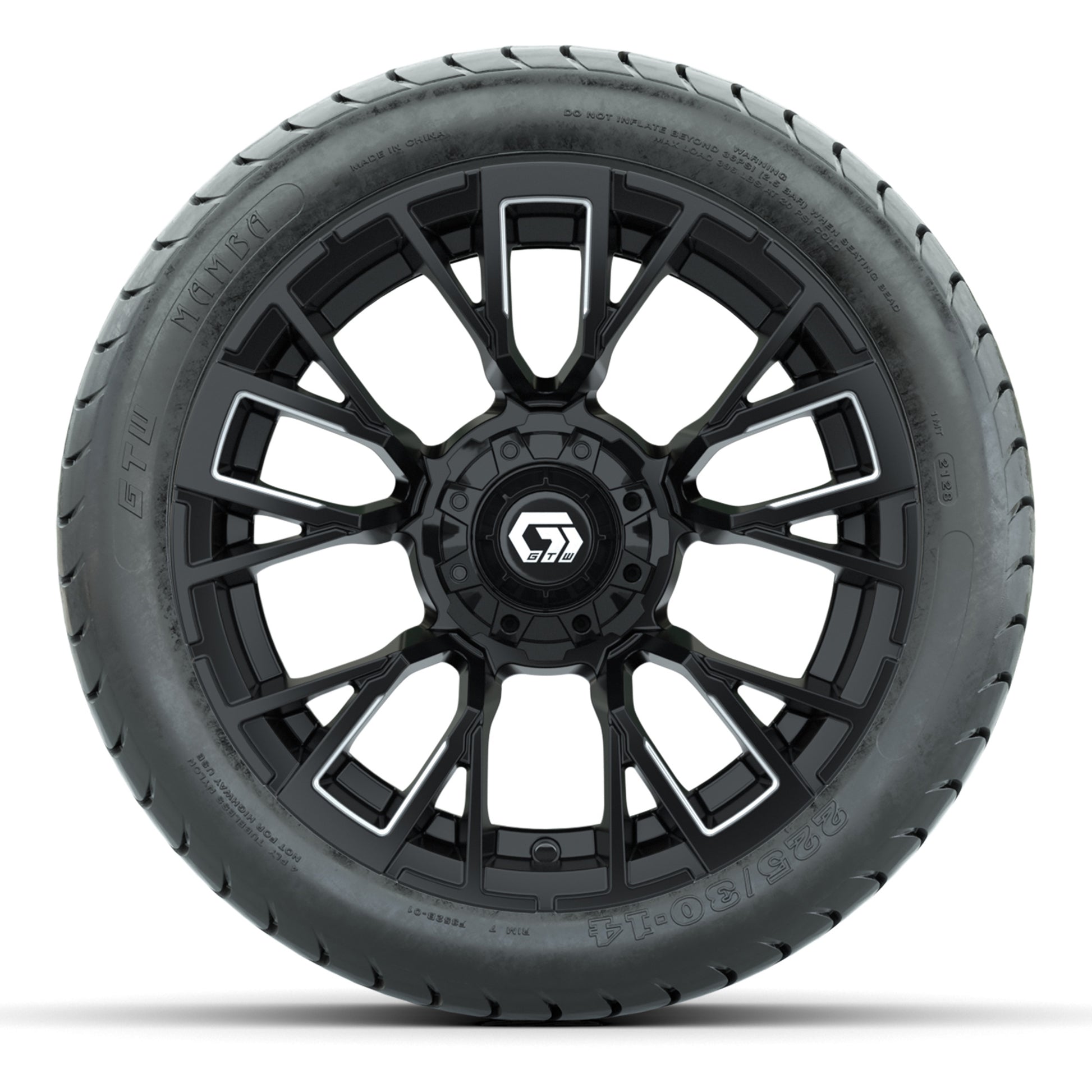 GTW Vandal Matte Black/Machined 14 in Wheels with 225/30-14 Mamba Street Tires – Full Set