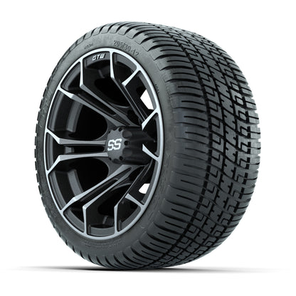 Set of (4) 12 in GTW Spyder Wheels with 205/30-12 GTW Fusion Street Tires