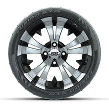 GTW® Vampire Black/Machined 14 in Wheels with 205/40-R14 Fusion GTR Steel Belt Radial Street Tires – Full Set