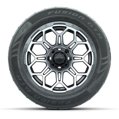GTW® Bravo Matte Gray/Machined 14 in Wheels with 255/45-R14 Fusion GTR Steel Belt Radial Street Tires – Full Set