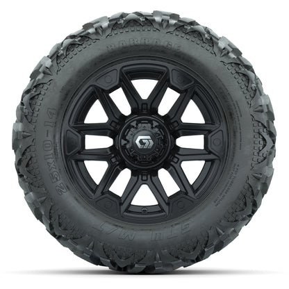 GTW Graffiti Gloss Black 14 in Wheels with 25x10-14 Barrage Mud Tires – Full Set