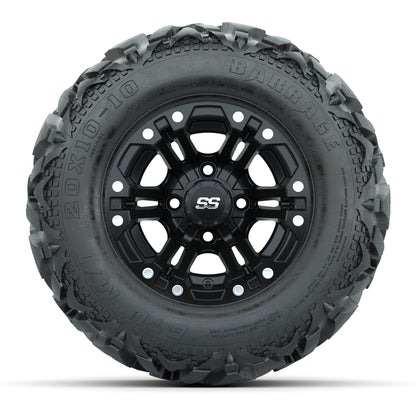 Set of (4) GTW® 10 inch Specter Matte Black Wheels on Barrage Mud Tires