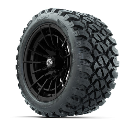 GTW® Boost Gloss Black 14 in Wheels with 23X10-R14 Nomad Steel Belt Radial All-Terrain Tires – Full Set