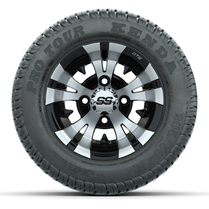 GTW Vampire Black/Machined 10 in Wheels with 205/50-10 Kenda Pro Tour Street Tires – Full Set