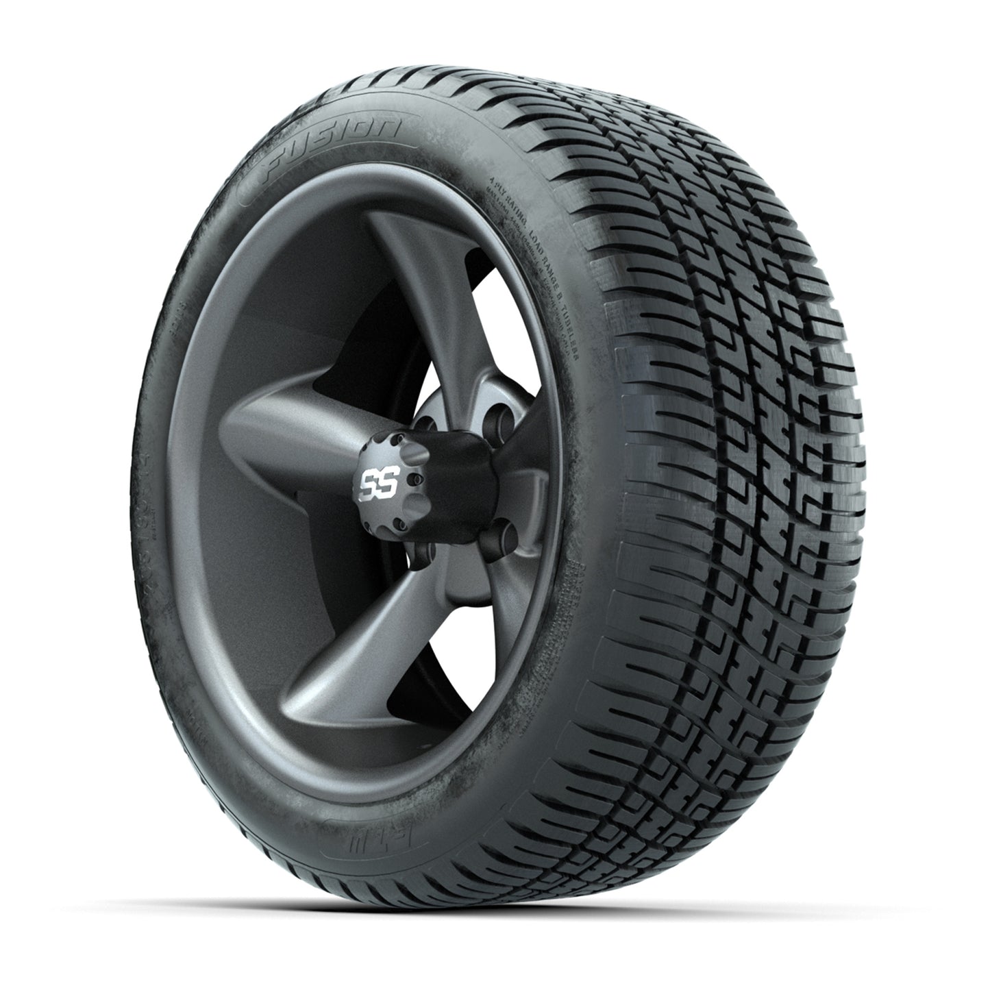 GTW® Godfather Matte Gray 14 in Wheels with 205/30-R14 Fusion Street Tires – Full Set