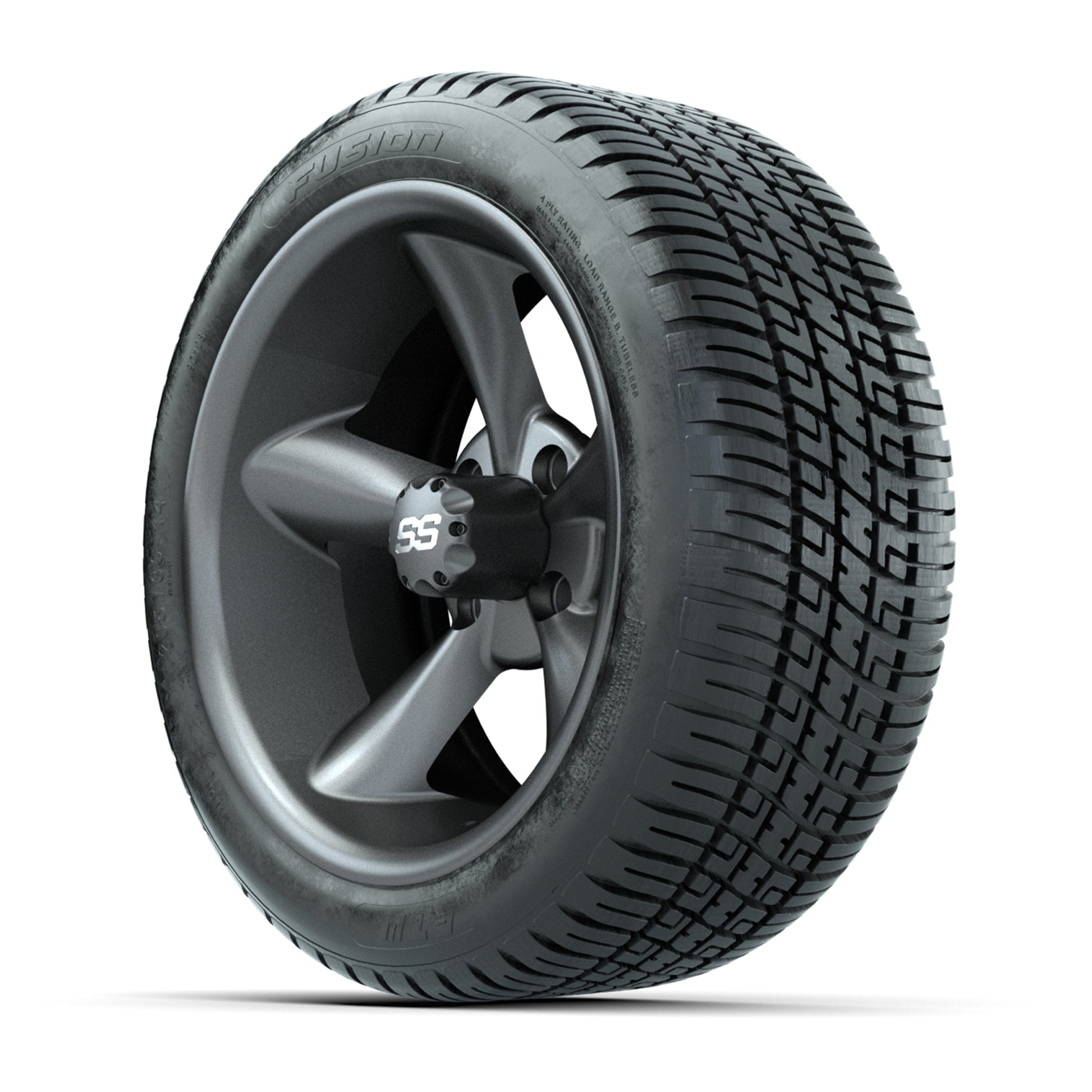 GTW® Godfather Matte Gray 14 in Wheels with 205/30-R14 Fusion Street Tires – Full Set