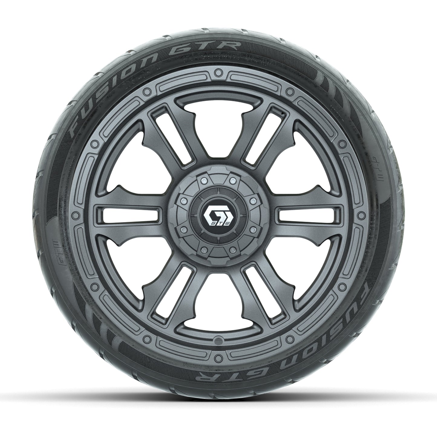 GTW® Shogun Gunmetal 14 in Wheels with 205/40-R14 Fusion GTR Steel Belted Street Tires – Full Set