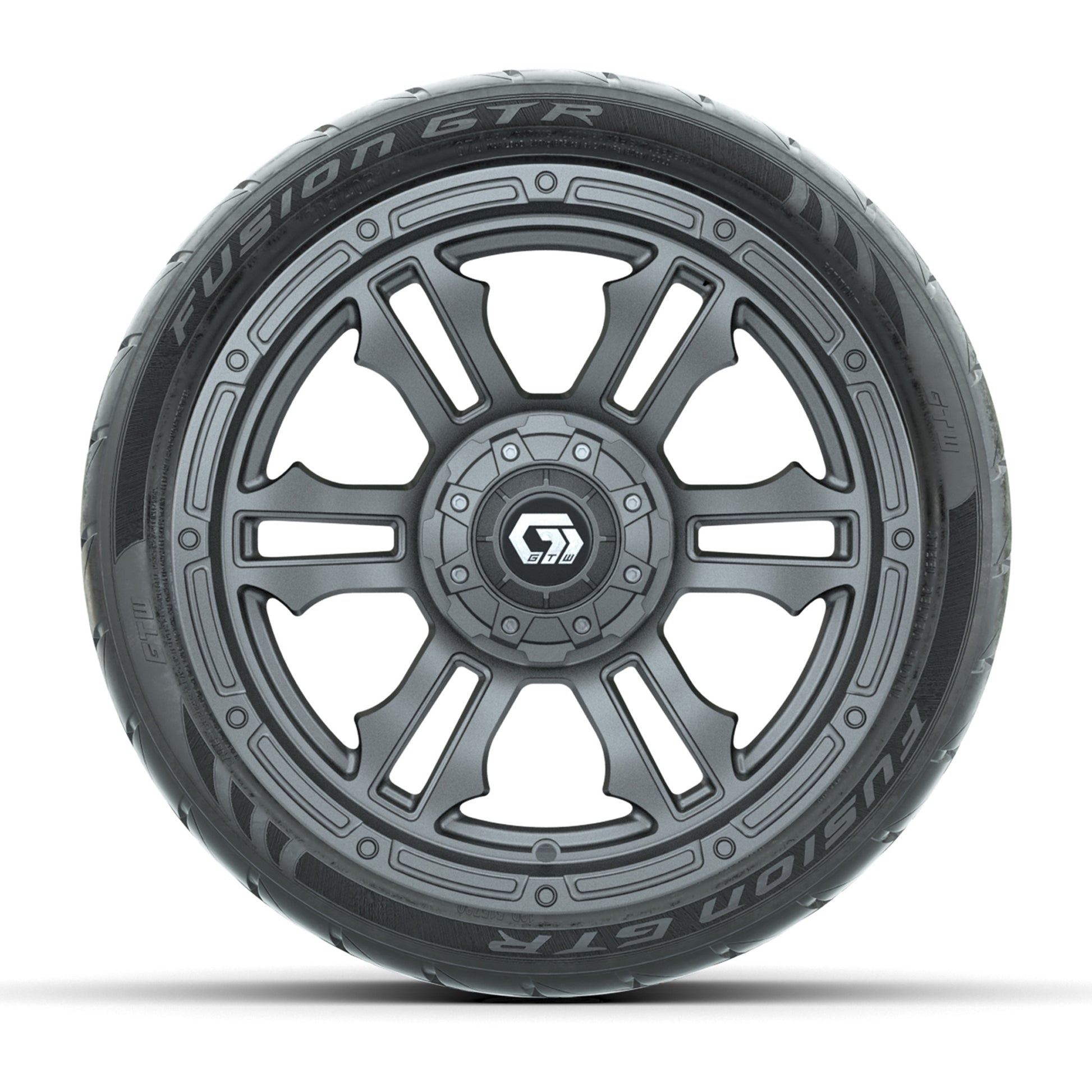 GTW® Shogun Gunmetal 14 in Wheels with 205/40-R14 Fusion GTR Steel Belted Street Tires – Full Set