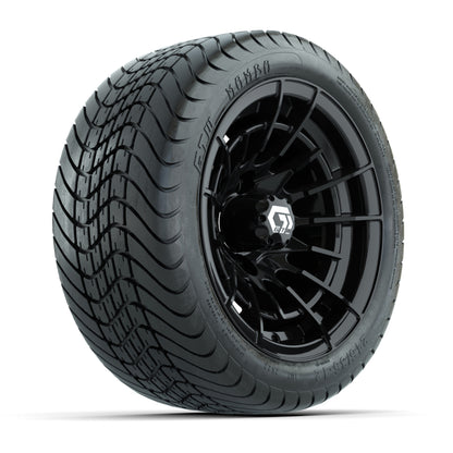 GTW® Boost Gloss Black 12 in Wheels with 215/35-12 Mamba Street Tires – Full Set