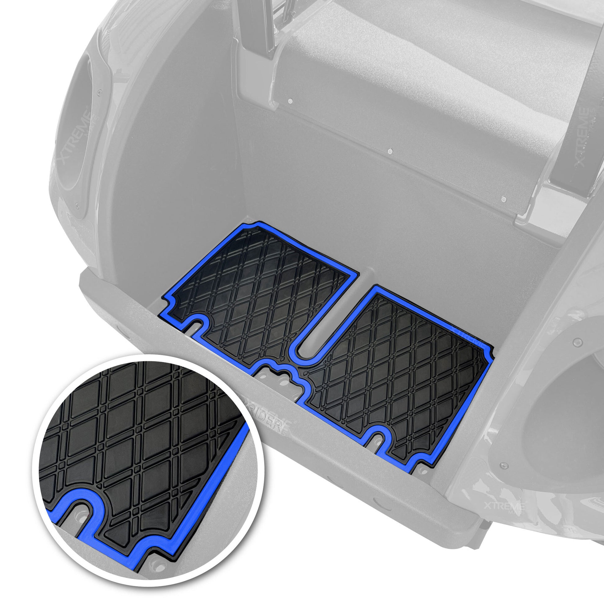 Xtreme Bag Well Mats for EZGO TXT - Black/Blue