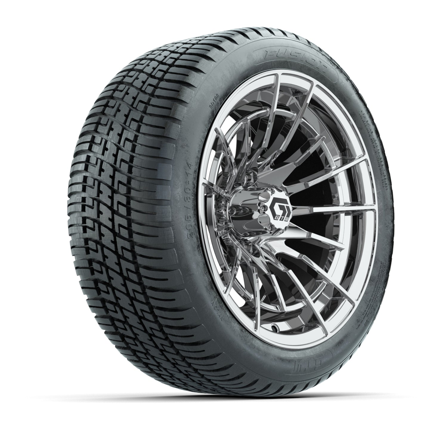 GTW® Boost Chrome 14 in Wheels with 205/30-14 Fusion Street Tires – Full Set