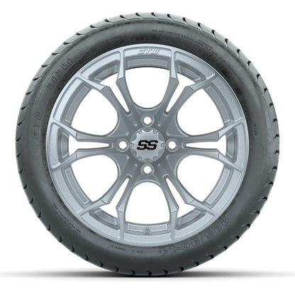 GTW Spyder Silver Brush 14 in Wheels with 225/30-14 Mamba Street Tires – Full Set