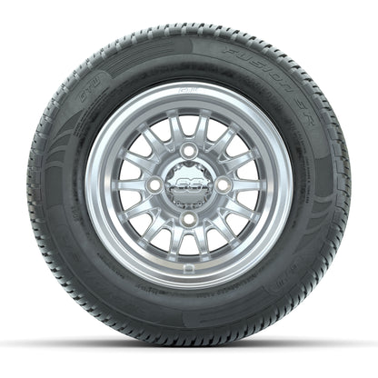 GTW Medusa Silver/Machined 10 in Wheels with 205/50-R10 Fusion S/R Radial Steel Belt Street Tires - Full Set