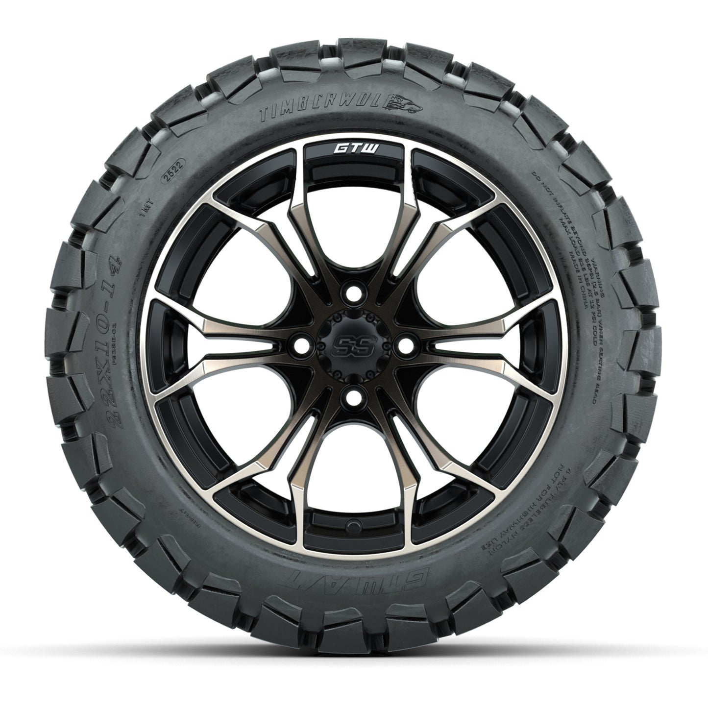 GTW Spyder Bronze/Matte Black 14 in Wheels with 22x10-14 GTW Timberwolf All-Terrain Tires – Full Set