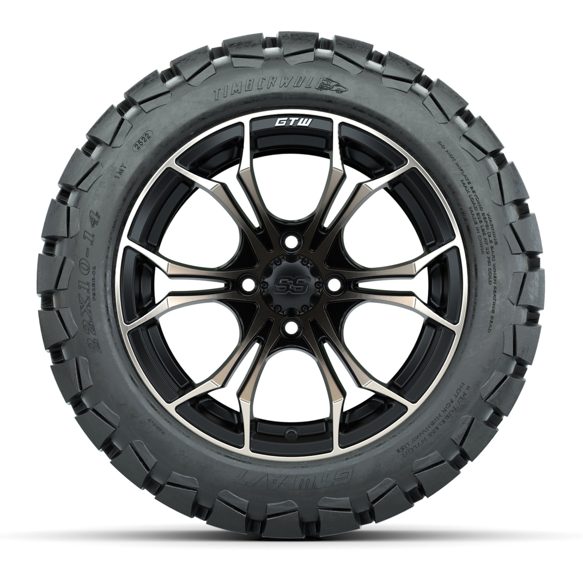 GTW Spyder Bronze/Matte Black 14 in Wheels with 22x10-14 GTW Timberwolf All-Terrain Tires – Full Set