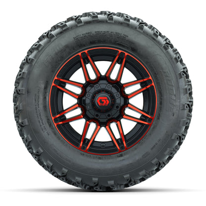 GTW® Stealth Red/Machined 12 in Wheels with 23X10.00-12 Rogue All-Terrain Tires – Full Set