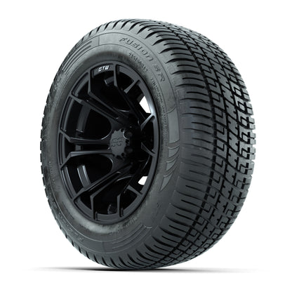 GTW Spyder Matte Black 12 in Wheels with 215/50-R12 Fusion S/R Street Tires – Full Set