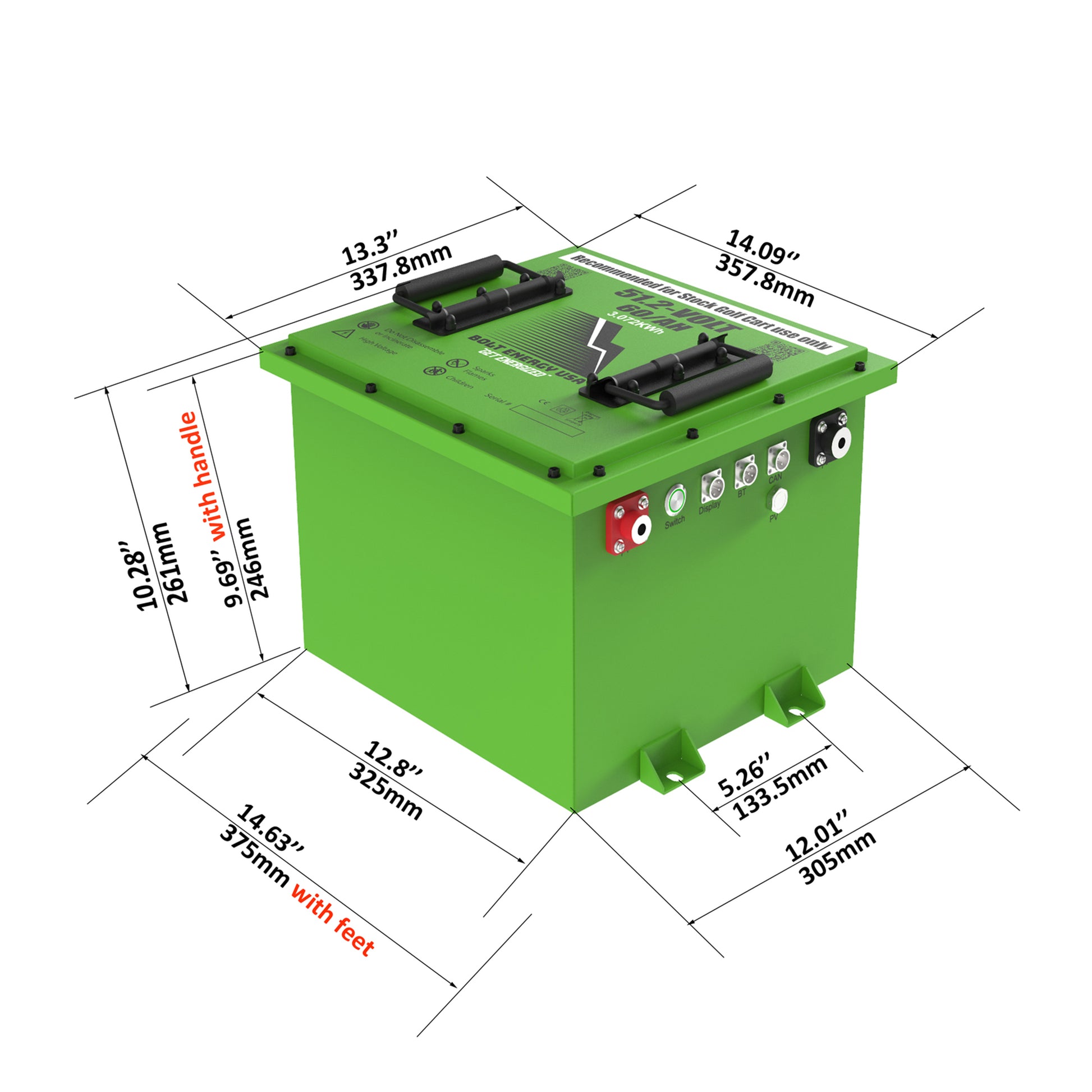 Bolt Energy 51V 60AH Heated Professional Battery Kit for ICON EV Golf Carts