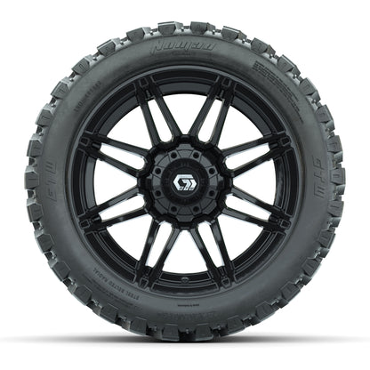 GTW® Stealth Black/Machined 14 in Wheels with 23X10-R14 Nomad Steel Belt Radial All-Terrain Tires – Full Set