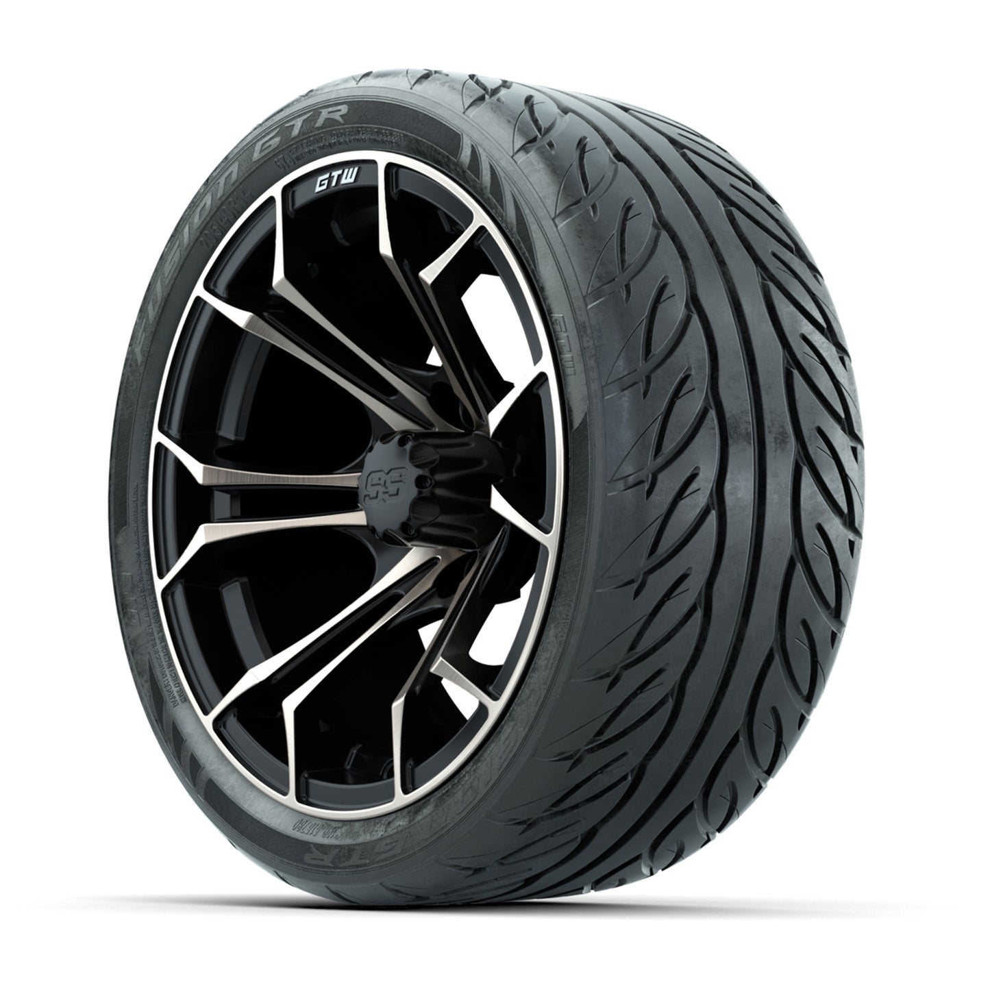 GTW® Spyder Matte Black/Bronze 14 in Wheels with 205/40-R14 Fusion GTR Steel Belt Radial Street Tires – Full Set