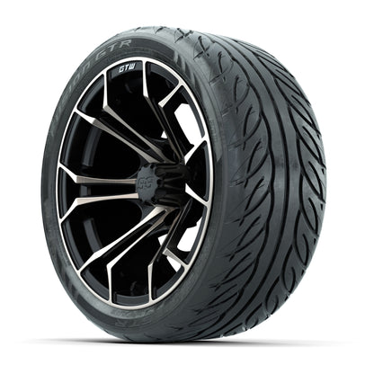 GTW® Spyder Matte Black/Bronze 14 in Wheels with 205/40-R14 Fusion GTR Steel Belt Radial Street Tires – Full Set