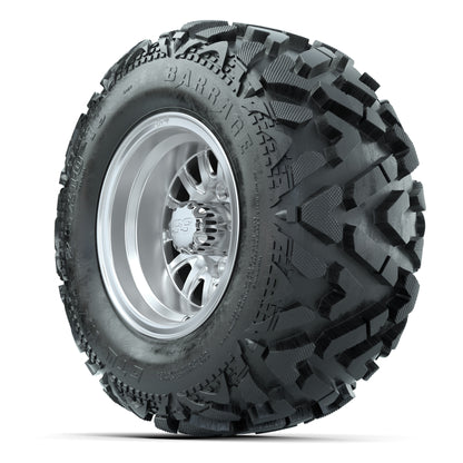 GTW Medusa Silver/Machined 10 in Wheels with 20x10-10 Barrage Mud Tires – Full Set