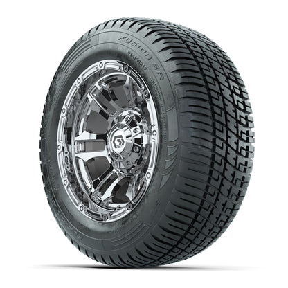 GTW® Shogun Chrome 12 in Wheels with 215/50-R12 Fusion S/R Steel Belt Radial Tires - Full Set