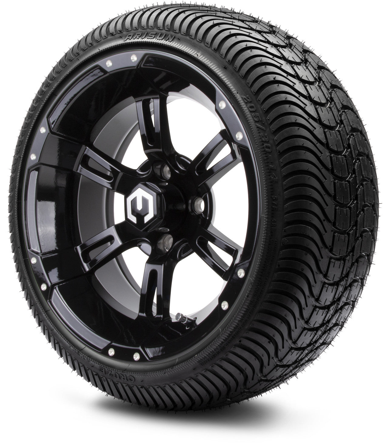 MODZ® 14" Ambush Glossy Black Wheels & Street Tires Combo