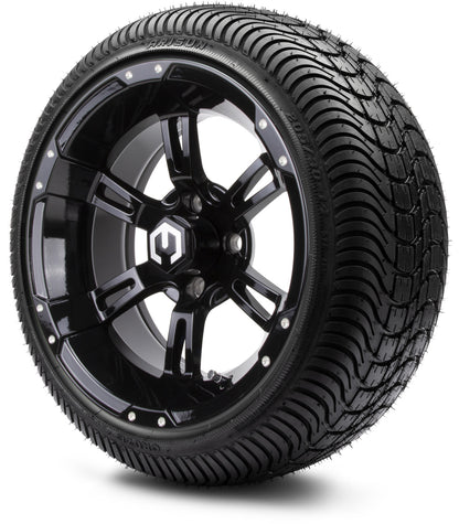 MODZ® 14" Ambush Glossy Black Wheels & Street Tires Combo