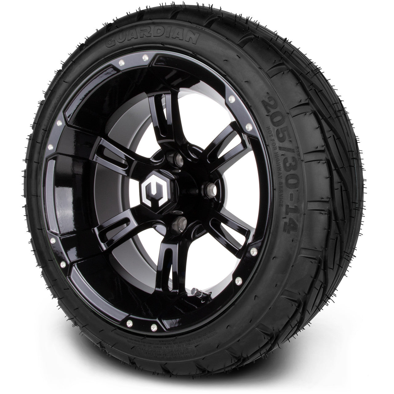 MODZ® 14" Ambush Glossy Black Wheels & Street Tires Combo