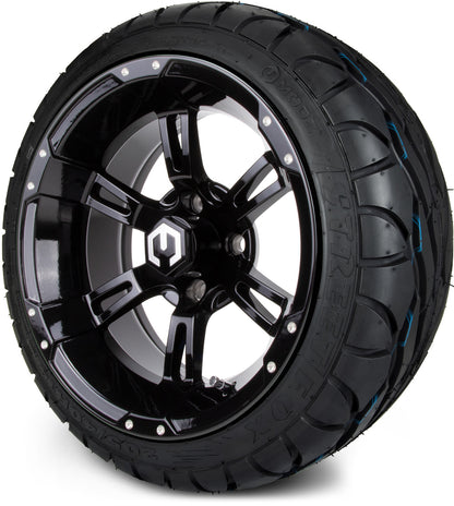 MODZ® 14" Ambush Glossy Black Wheels & Street Tires Combo