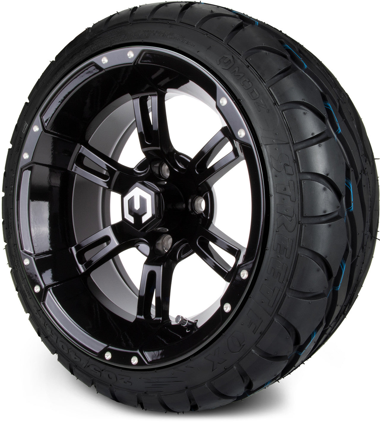 MODZ® 14" Ambush Glossy Black Wheels & Street Tires Combo