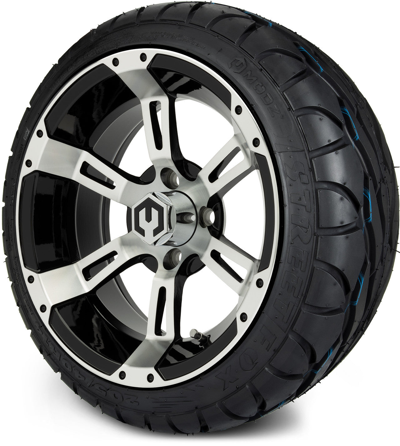 MODZ® 14" Ambush Machined Black Wheels & Street Tires Combo